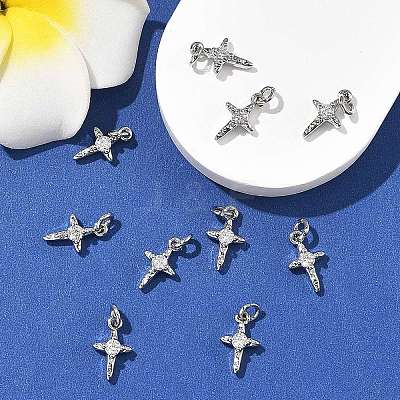SHEGRACE Brass Micro Pave Clear Cubic Zirconia Pendants XGRQ2O696-453P-1