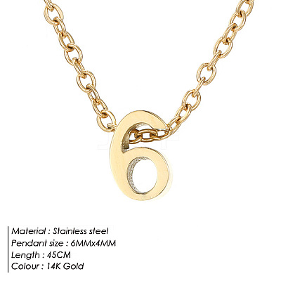 304 Stainless Steel Number Pendant Necklaces FS-WG6717D-04-1