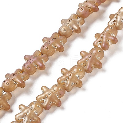 Full Rainbow Plated Forsted Electroplate Glass Beads GLAA-P005-FR02-1