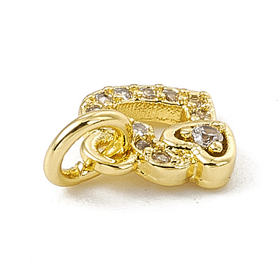 Brass Micro Pave Clear Cubic Zirconia Charms ZIRC-F132-97G-1