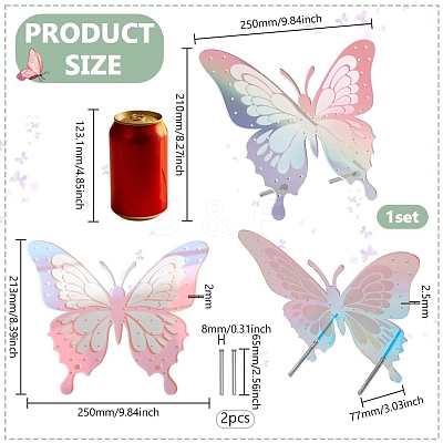 1 Bag Butterfly Laser Acrylic Slant Back Jewelry Earrings Display Stands ODIS-FG0002-02-1