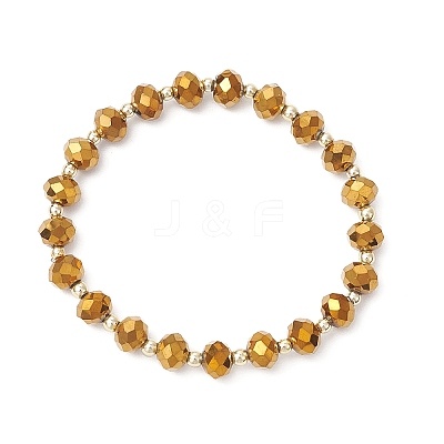 Electroplate Transparent Glass Beads with Electroplate Non-magnetic Synthetic Hematite Beads and Korean Elastic Crystal Thread Bracelets BJEW-JB11705-1