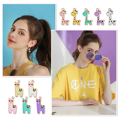 40Pcs 10 Style Alloy Enamel Pendants ENAM-FH0001-48-1