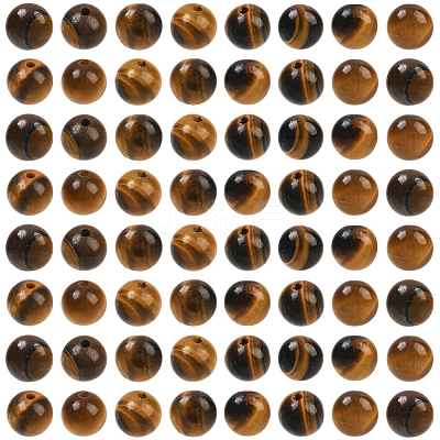 200Pcs Round Natural Tiger Eye Beads G-SP0001-21A-1