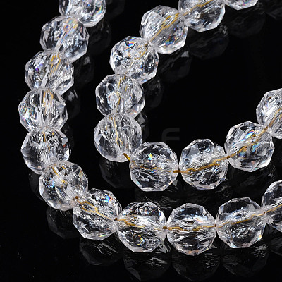 Transparent Crackle Glass Beads Strands GLAA-N051-02-1