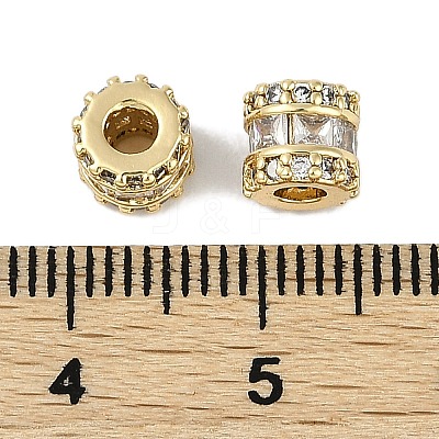 Brass Micro Pave Cubic Zirconia Beads KK-I719-21G-1