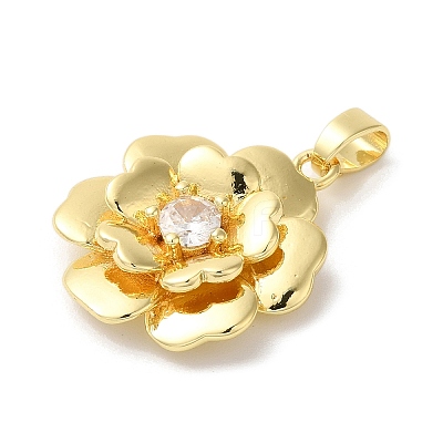 Rack Plating Brass Micro Pave Clear Cubic Zirconia Pendants KK-U022-04G-1