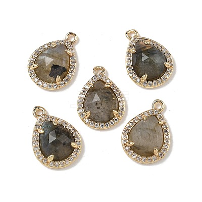 Natural Labradorite Faceted Teardrop Pendants X-G-U028-02G-06-1