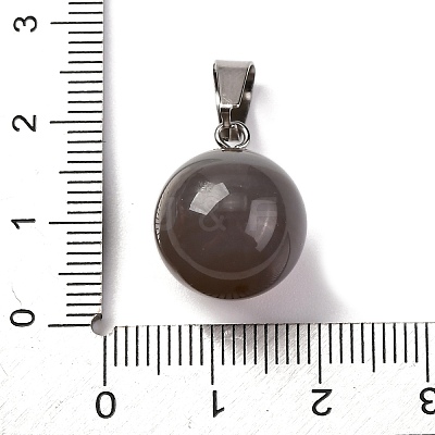 Round Natural Grey Agate Pendants G-Q434-17-1