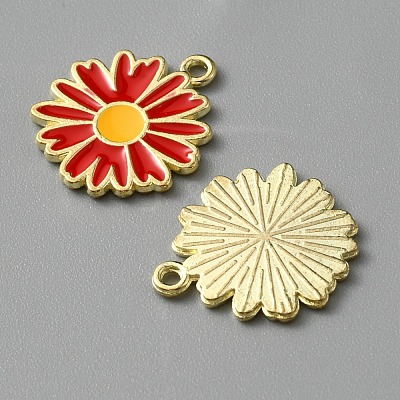 Light Gold Plated Alloy Enamel Pendants ENAM-WH0001-36LG-06-1