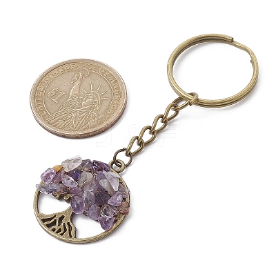 Natural Mixed Gemstone Keychains KEYC-JKC00694-1
