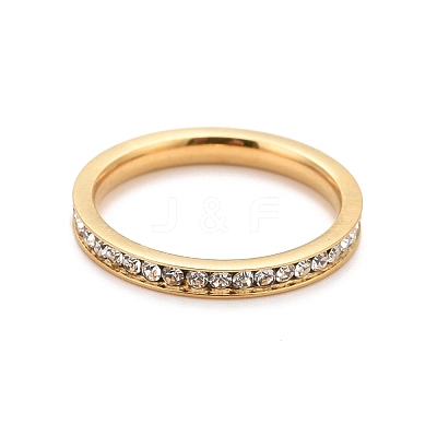 304 Stainless Steel Rhinestone Rings Set STAS-D178-01B-1