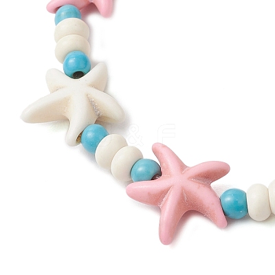 2Pcs Synthetic Turquoise Beads Stretch Bracelets BJEW-JB12019-1
