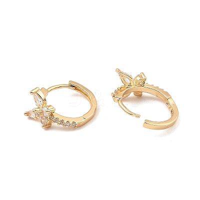 Brass Micro Pave Cubic Zirconia Hoop Earring EJEW-D078-52KCG-1