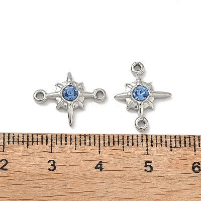 304 Stainless Steel Aquamarine Rhinestone Connector Charms STAS-L308-03B-P-1