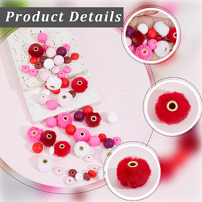 20Pcs 5 Colors Imitation Mink Fur European Beads FIND-PA0001-62B-1