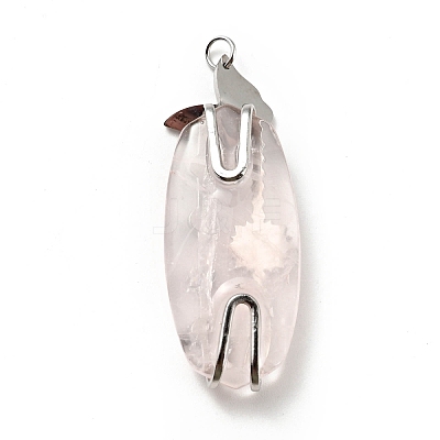 Natural Rose Quartz Pendants G-D473-09P-1