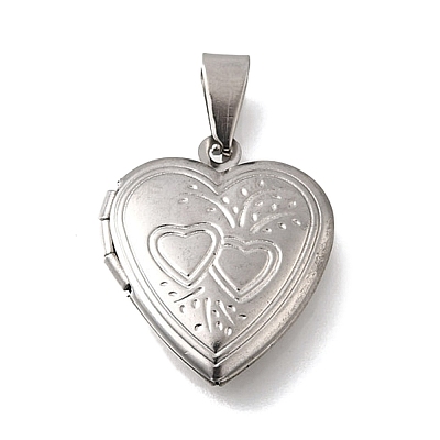 316 Stainless Steel Locket Pendants STAS-C123-02B-P-1