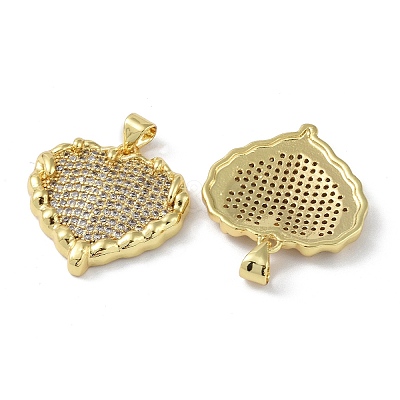 Rack Plating Brass Micro Pave Clear Cubic Zirconia Pendants KK-K341-52B-G-1