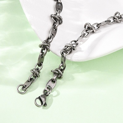 Vintage 304 Stainless Steel Oval Link Chain Necklaces NJEW-C115-05AS-1