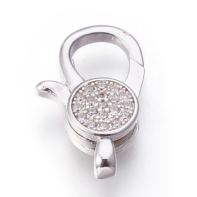Brass Micro Pave Cubic Zirconia Lobster Claw Clasps KK-O106-28-1