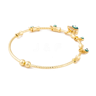 Brass Pave Clear Cubic Zirconia Charm Bangles for Women BJEW-S147-20B-G-1