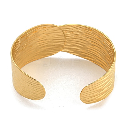 Real 18K Gold Plated 304 Stainless Steel Cuff Bangles BJEW-L695-001G-01-1
