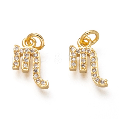 Brass Micro Pave Clear Cubic Zirconia Pendants ZIRC-P081-G10-RS-1