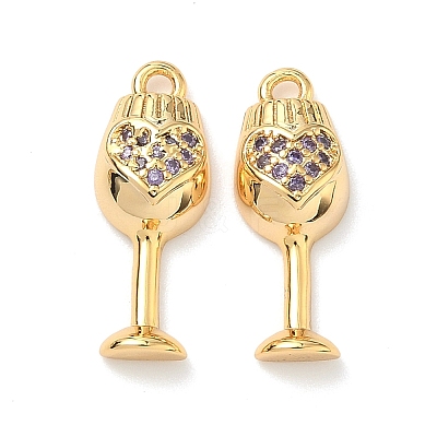 Brass Micro Pave Cubic Zirconia Pendants KK-A281-22G-03-1