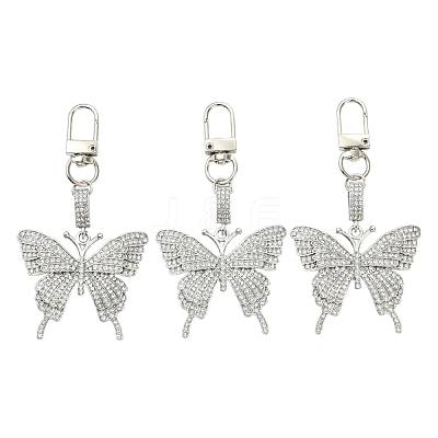 3Pcs Butterfly Alloy Rhinestone Pendant Decorations KEYC-YW00207-1