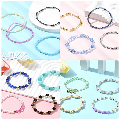 DIY Bohemian Stacked Beads Bracelet Making Findings Kits DIY-YW0011-39-1