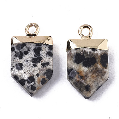 Natural Dalmatian Jasper Pointed Pendants X-G-N326-34D-1