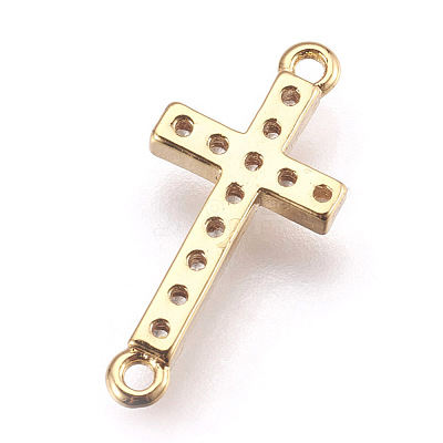 Brass Micro Pave Cubic Zirconia Links ZIRC-E152-43G-RS-1