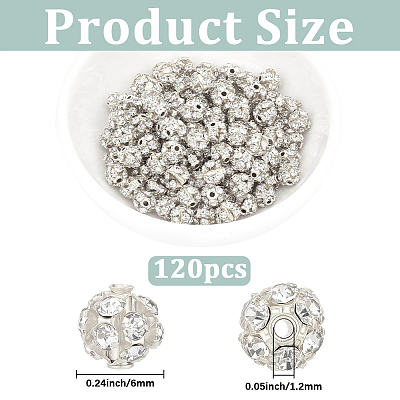 120Pcs Brass Rhinestone Beads KK-PA0001-26S-1