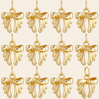 12Pcs Bowknot Brass Charms KK-BBC0019-35-1
