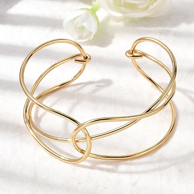 304 Stainless Steel Cuff Bangles for Women BJEW-Z150-01G-03-1