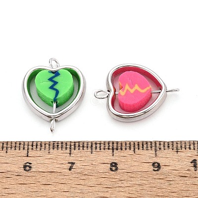 Polymer Clay Heartbreak Beads with CCB Plastic Frame Connector Charms CLAY-T022-29M-01-1