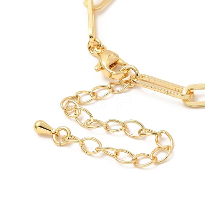 Clear Cubic Zirconia & Paperclip Chain Necklace for Girl Women Gift NJEW-A005-06G-1