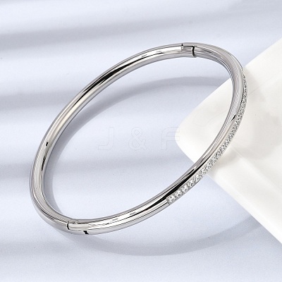 304 Stainless Steel Micro Pave Cubic Zirconia Hinged Bangles for Women BJEW-D408-30P-1