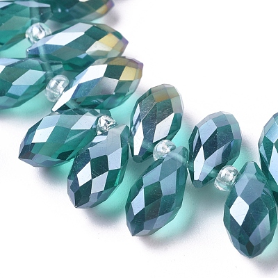 Electroplate Glass Faceted Teardrop Beads Strands EGLA-D014-34-1
