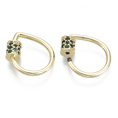Brass Micro Pave Cubic Zirconia Screw Carabiner Lock Charms KK-R136-069A-NF-1