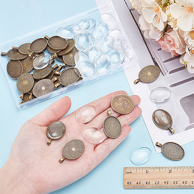 30Pcs Alloy Pendant Cabochon Settings FIND-SP0005-68-1