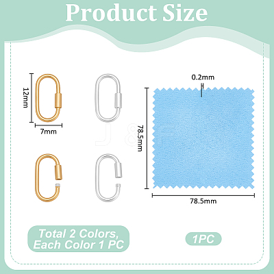 2Pcs 2 Colors 925 Sterling Silver Locking Carabiner STER-UN0001-93-1