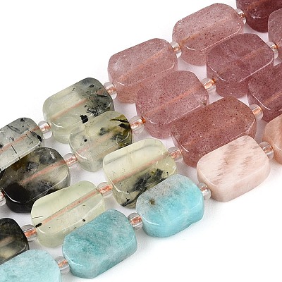 Natural Lapis Lazuli & Amethyst & Rose Quartz & Amazonite & Prehnite & Strawberry Quartz & Sunstone 7 Chakra Beads Strands G-T138-26A-08-1