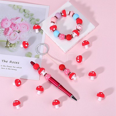 20Pcs Mushroom Silicone Focal Beads JX901D-1