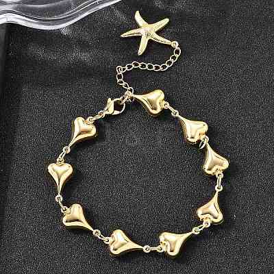 304 Stainless Steel Link Bracelets for Women BJEW-P354-01B-G-1