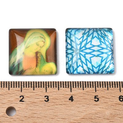 Mixed Style Photo Pattern Glass Cabochons GGLA-X0005-1
