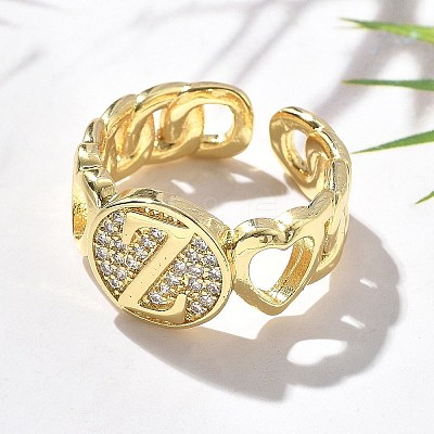 Brass Micro Pave Clear Cubic Zirconia Open Cuff Rings for Women RJEW-K289-02G-Z-1