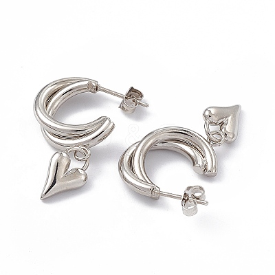 Tarnish Resistant Vacuum Plating 201 Stainless Steel Stud Earrings for Women EJEW-B016-34P-1