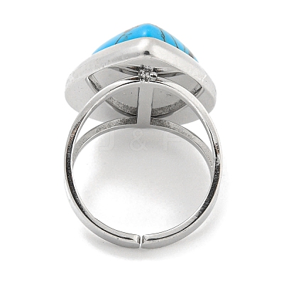 304 Stainless Steel Synthetic Gemstone Cuff Rings G-Z056-09P-1